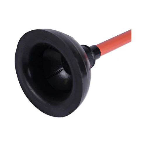Toilet Plunger, 18" Plastic Handle, 5.63" Dia, Red/black - Image 2