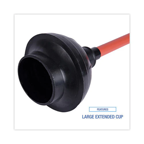 Toilet Plunger, 18" Plastic Handle, 5.63" Dia, Red/black, 6/carton - Image 2