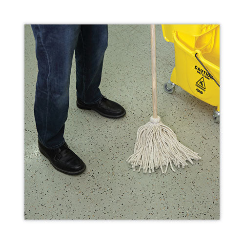 Handle/deck Mops, #12 White Cotton Head, 48" Natural Wood Handle, 6/pack - Image 3