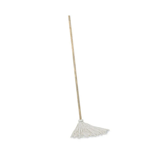 Handle/deck Mops, #12 White Rayon Head, 48" Natural Wood Handle, 6/pack - Image 1