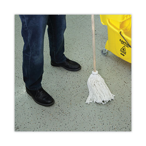 Handle/deck Mops, #12 White Rayon Head, 48" Natural Wood Handle, 6/pack - Image 2