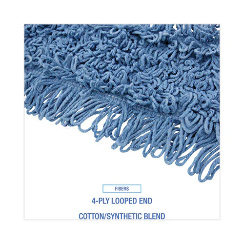 Dust Mop Head, Cotton/synthetic Blend, 48" X 5", Blue - Image 2