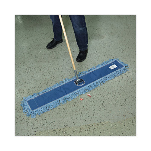 Dust Mop Head, Cotton/synthetic Blend, 48" X 5", Blue - Image 3