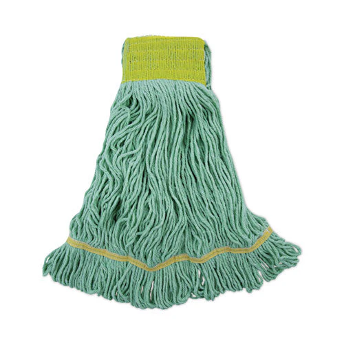 Ecomop Looped-end Mop Head, Recycled Fibers, Large Size, Green, 12/carton - Image 1