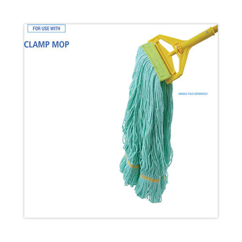 Ecomop Looped-end Mop Head, Recycled Fibers, Large Size, Green, 12/carton - Image 3