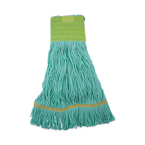 Ecomop Looped-end Mop Head, Recycled Fibers, Medium Size, Green, 12/carton - Image 1