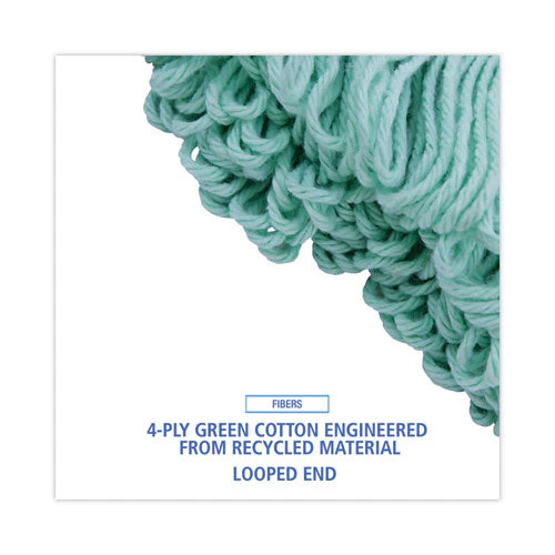 Ecomop Looped-end Mop Head, Recycled Fibers, Medium Size, Green, 12/carton - Image 2