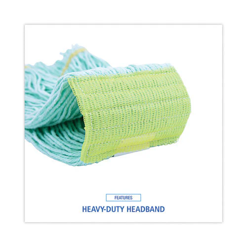 Ecomop Looped-end Mop Head, Recycled Fibers, Medium Size, Green, 12/carton - Image 3