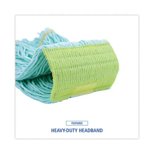 Ecomop Looped-end Mop Head, Recycled Fibers, Medium Size, Green - Image 3