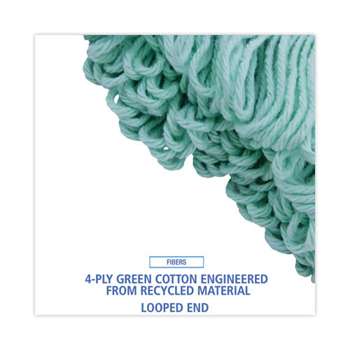 Ecomop Looped-end Mop Head, Recycled Fibers, Medium Size, Green - Image 2