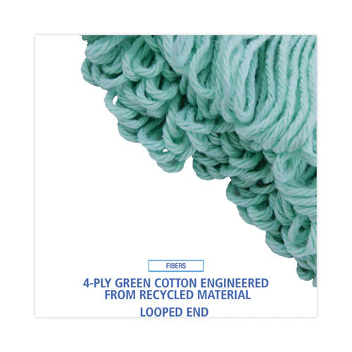 Ecomop Looped-end Mop Head, Recycled Fibers, Extra Large Size, Green, 12/ct - Image 2