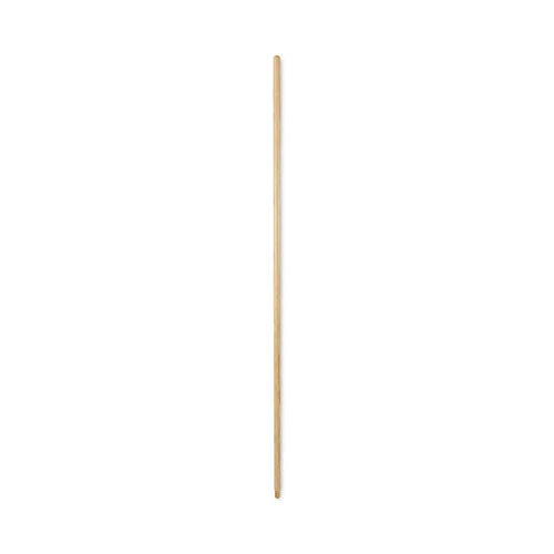 Threaded End Broom Handle, Lacquered Hardwood, 0.94" Dia X 54", Natural - Image 1