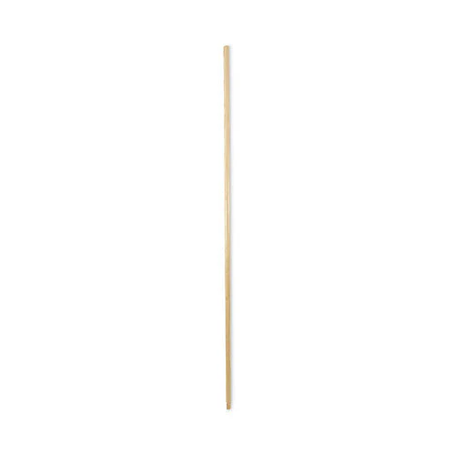 Threaded End Broom Handle, Lacquered Wood, 0.94" Dia X 60", Natural - Image 1