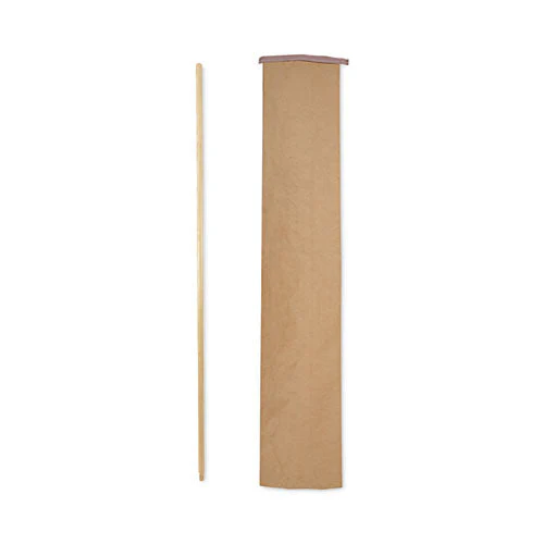 Threaded End Broom Handle, Lacquered Wood, 0.94" Dia X 60", Natural - Image 2