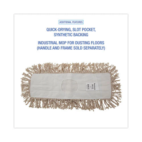 Industrial Dust Mop Head, Hygrade Cotton, 18w X 5d, White - Image 2
