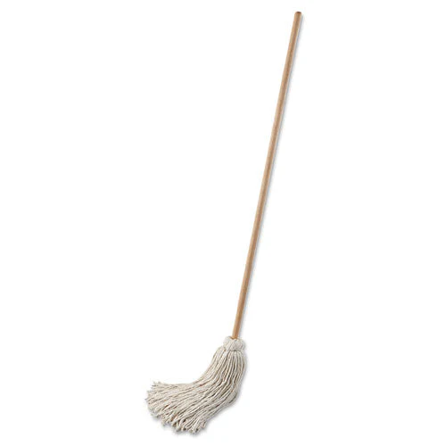 Handle/deck Mop, #32 White Cotton Head, 54" Natural Wood Handle, 6/pack - Image 2