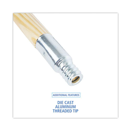Metal Tip Threaded Hardwood Broom Handle, 0.94" Dia X 60", Natural - Image 2