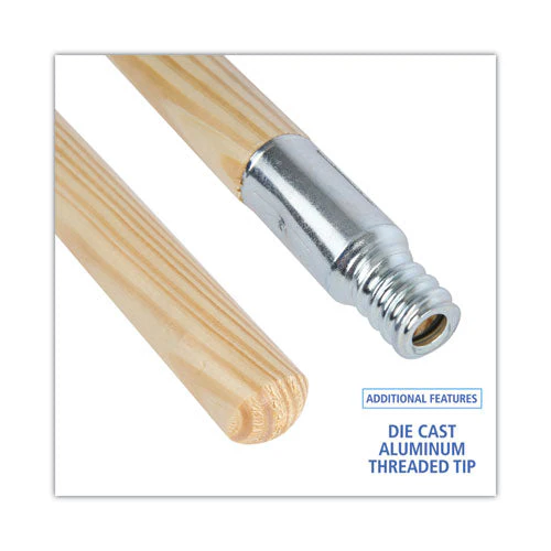 Metal Tip Threaded Hardwood Broom Handle, 0.94" Dia X 60", Natural - Image 3