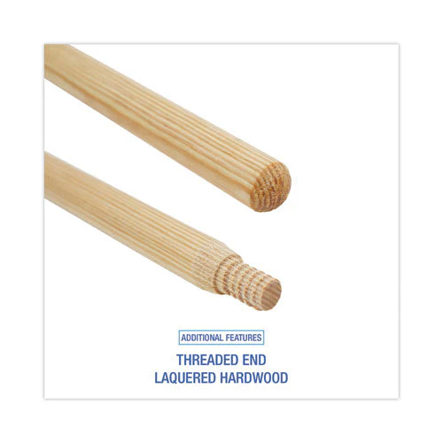 Heavy-duty Threaded End Lacquered Hardwood Broom Handle, 1.13" Dia X 60", Natural - Image 3