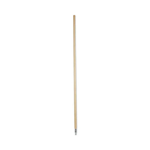 Metal Tip Threaded Hardwood Broom Handle, 1.13" Dia X 60", Natural - Image 1