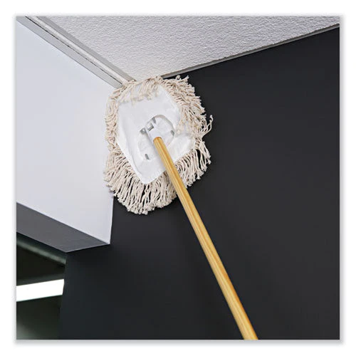 Wedge Dust Mop Head Frame/lacquered Wood Handle, 0.94" Dia X 48" Length, Natural - Image 3