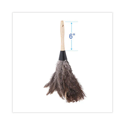 Professional Ostrich Feather Duster, Gray, 14" Length, 6" Handle - Image 2