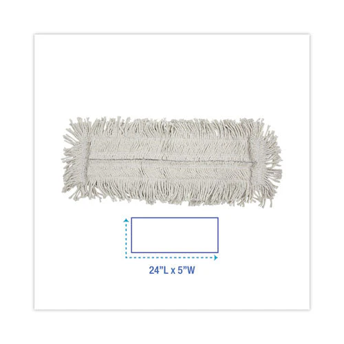 Disposable Cut End Dust Mop Head, Cotton/synthetic, 24w X 5d, White - Image 2
