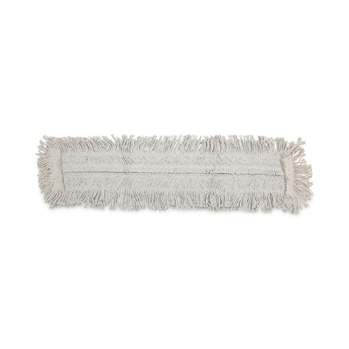 Disposable Dust Mop Head W/sewn Center Fringe, Cotton/synthetic, 36w X 5d, White - Image 1