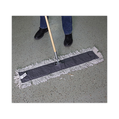 Disposable Dust Mop Head W/sewn Center Fringe, Cotton/synthetic, 36w X 5d, White - Image 3