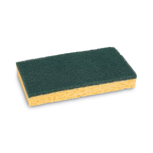 Scrubbing Sponge, Medium Duty, 3.6 X 6.1, 0.75" Thick, Yellow/green, Individually Wrapped, 20/carton - Image 3