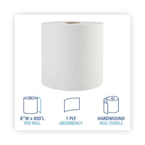 Boardwalk Green Universal Roll Towels, 1-ply, 8" X 800 Ft, Natural White, 6 Rolls/carton - Image 2