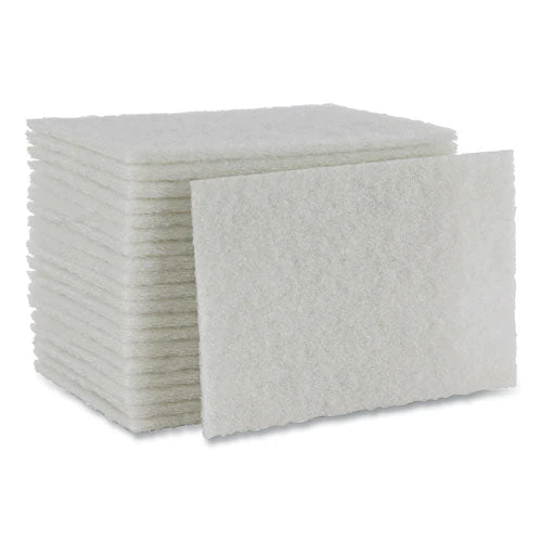 Light Duty Scour Pad, White, 6 X 9, White, 20/carton - Image 1