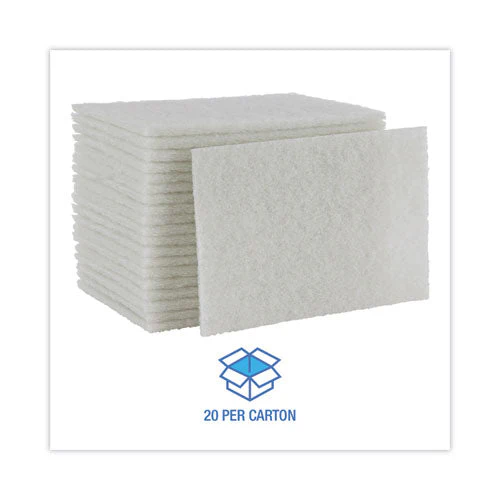 Light Duty Scour Pad, White, 6 X 9, White, 20/carton - Image 2
