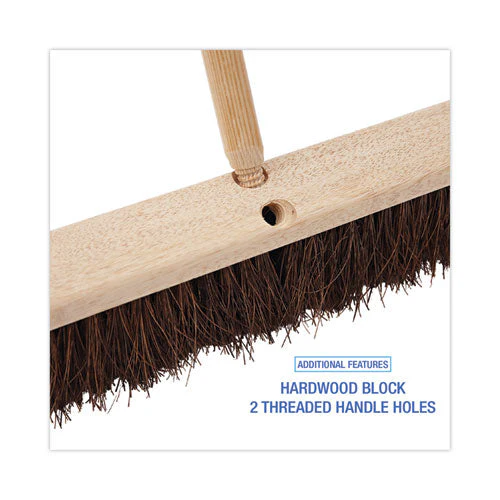 Floor Brush Head, 3.25" Natural Palmyra Fiber Bristles, 24" Brush - Image 2