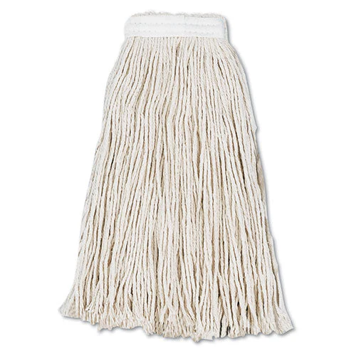 Cut-end Wet Mop Head, Cotton, #16, White, 12/carton - Image 1
