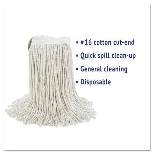 Cut-end Wet Mop Head, Cotton, No. 16 Size, White - Image 2