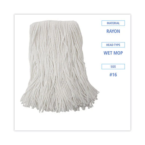 Mop Head, Value Standard Head, Rayon Fiber, Cut-end, Size No. 16, White, 12/carton - Image 2