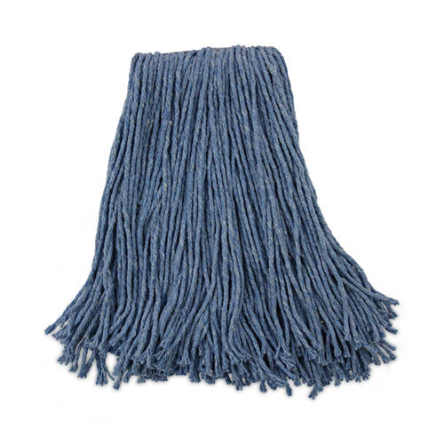 Mop Head, Standard Head, Cotton/synthetic Fiber, Cut-end, #20, Blue, 12/carton - Image 1
