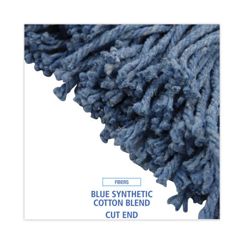 Mop Head, Standard Head, Cotton/synthetic Fiber, Cut-end, #20, Blue, 12/carton - Image 3