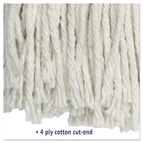 Cut-end Wet Mop Head, Cotton, White, #20, 12/carton - Image 3