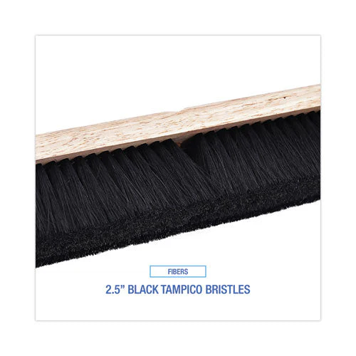 Floor Brush Head, 2.5" Black Tampico Fiber Bristles, 18" Brush - Image 2