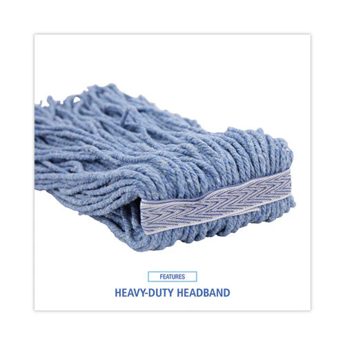 Mop Head, Standard Head, Cotton/synthetic Fiber, Cut-end, #24, Blue, 12/carton - Image 2