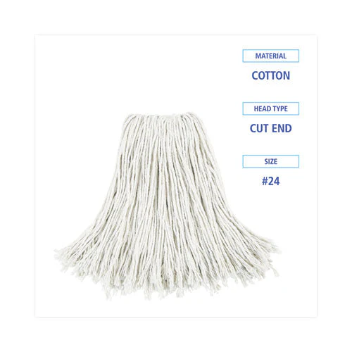 Cut-end Wet Mop Head, Cotton, No. 24, White 12/carton - Image 2