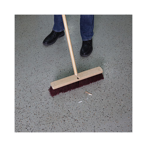 Floor Brush Head, 3" Maroon Heavy-duty Polypropylene Bristles, 18" Brush - Image 2