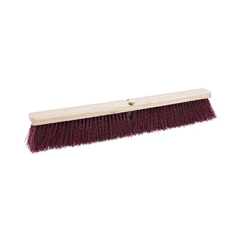 Floor Brush Head, 3.25" Maroon Stiff Polypropylene Bristles, 24" Brush - Image 1