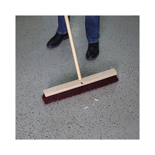 Floor Brush Head, 3.25" Maroon Stiff Polypropylene Bristles, 24" Brush - Image 3