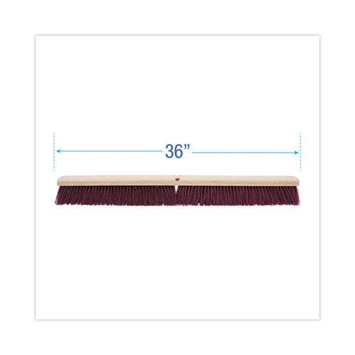 Floor Brush Head, 3.25" Maroon Stiff Polypropylene Bristles, 36" Brush - Image 2