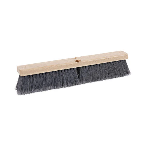Floor Brush Head, 3" Gray Flagged Polypropylene Bristles, 18" Brush - Image 1