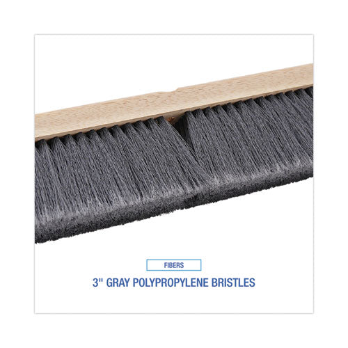 Floor Brush Head, 3" Gray Flagged Polypropylene Bristles, 18" Brush - Image 2