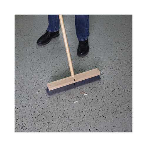 Floor Brush Head, 3" Gray Flagged Polypropylene Bristles, 18" Brush - Image 3